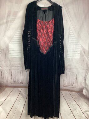 Vintage Subterranea Dress Goth Medieval Costume Velvet Maxi Y2K Gown XXL